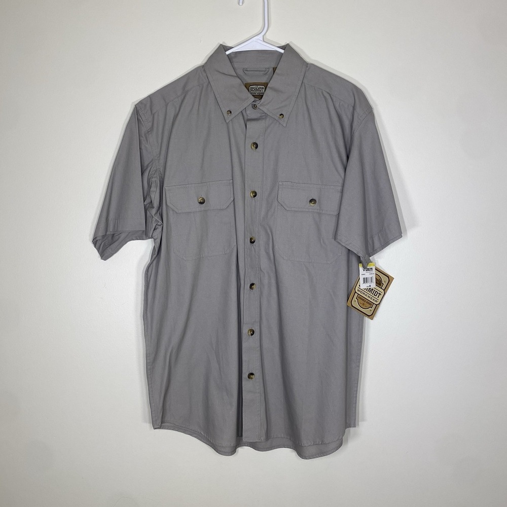 NWT‎ C.E. Schmidt Workwear Shirt Mens M Khaki Short Sleeve Button Down Safari